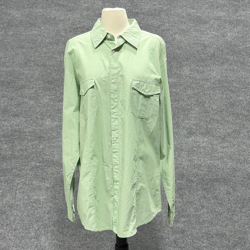 J Ferrar Shirt Mens XL Green Modern Fit Long Sleeve Button Up Casual Pockets